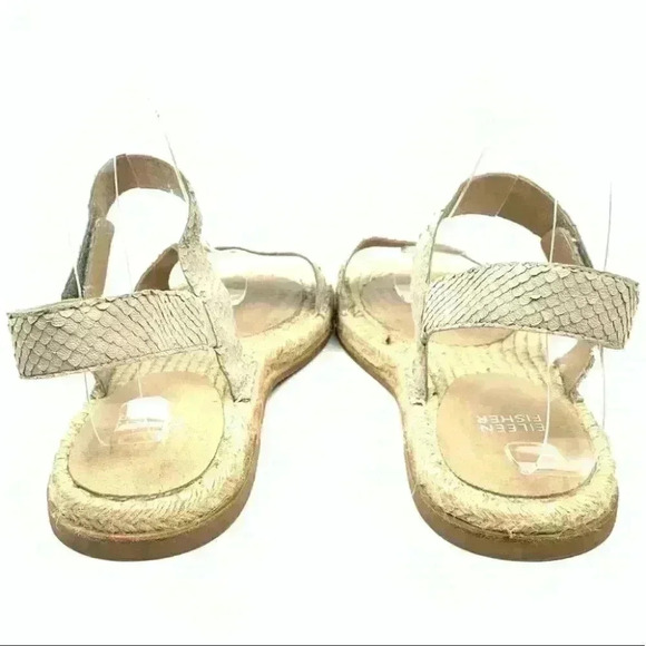 Eileen Fisher sandals size 10 taupe leather snakeskin embossed Espadrilles - Picture 4 of 12